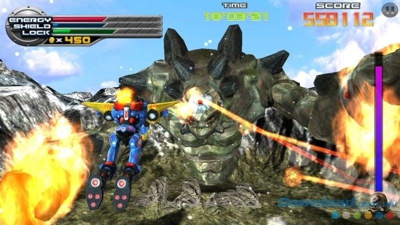 Chiến đấu quyết liệt với trùm trong game đại chiến robot ExZeus 2 cho máy tính