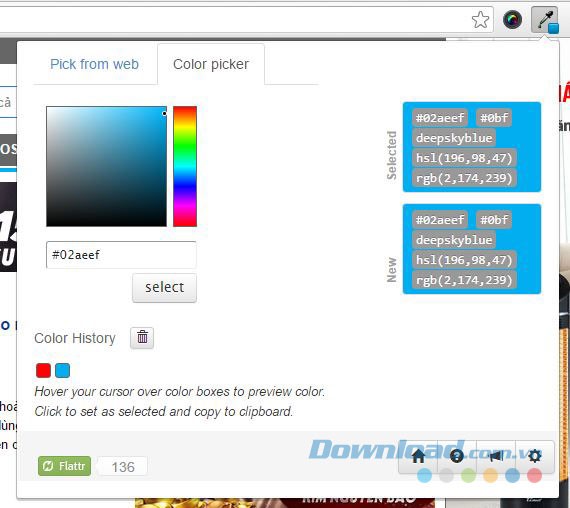 Bảng màu có sẵn Color Picker