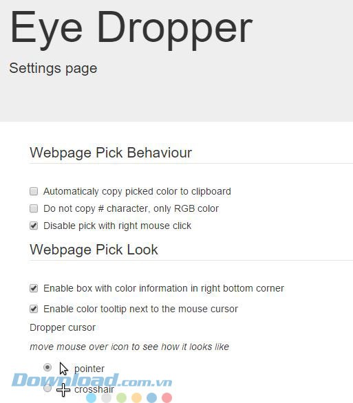 Các lựa chọn cài đặt ứng dụng