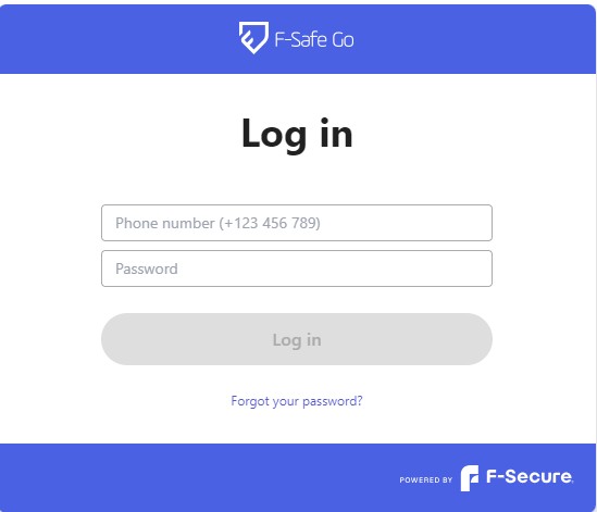 Giao diện đăng nhập tài khoản F-Safe Go