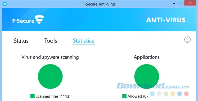 Giao diện chính của phần mềm diệt virus F-Secure Anti-Virus