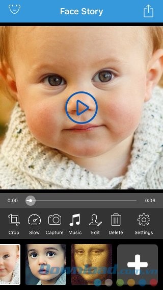 Giao diện chính của Face Story