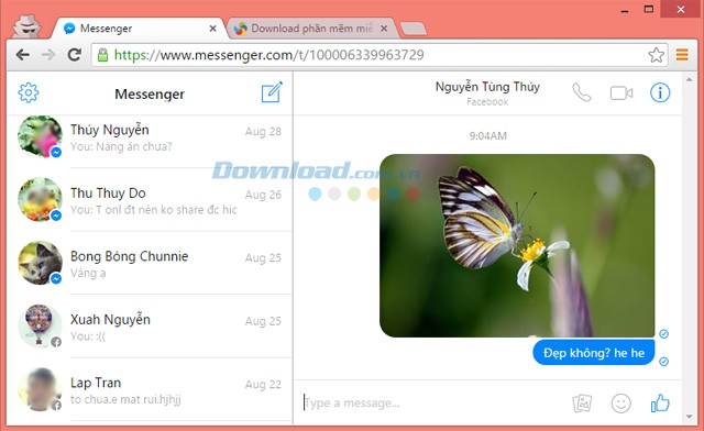 Chia sẻ hình ảnh với bạn bè trên Messenger
