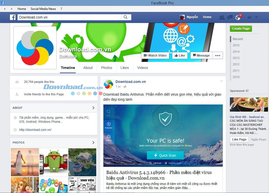 Giao diện của Facebook Pro tương tự Facebook
