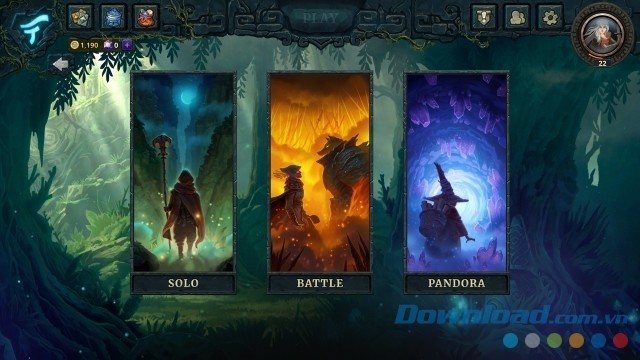 Tùy ý lựa chọn chế độ chơi trong game chiến thuật thẻ bài miễn phí Faeria cho máy tính, Mac và Linux