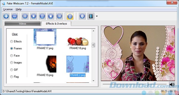 Hiệu ứng của Fake Webcam