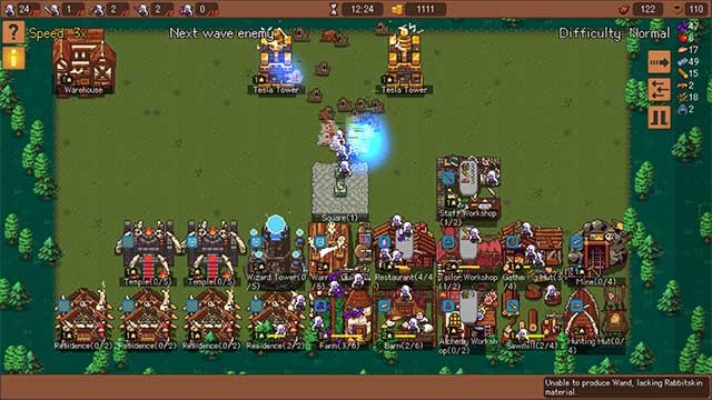 Sau mỗi đợt tấn công của kẻ thù, bạn được chọn hai bản thiết kế để xây dựng làng