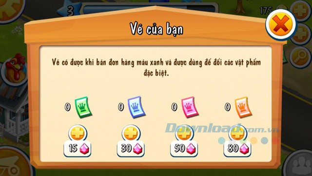 Vé có được khi bán đơn hàng màu xanh