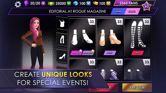Thực hiện ước mơ trở thành siêu mẫu thời trang trong game mô phỏng Fashion Feve