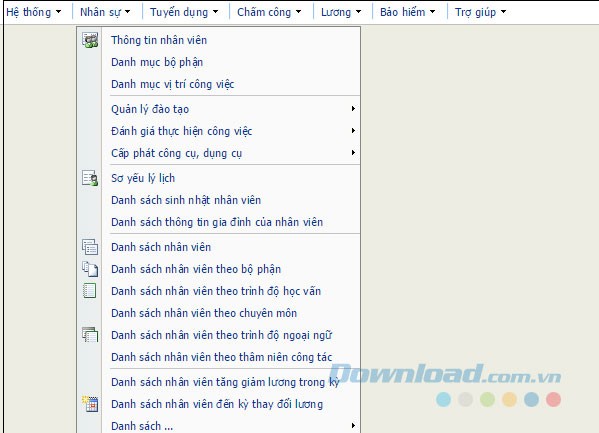 Giao diện chính của Fast HRM