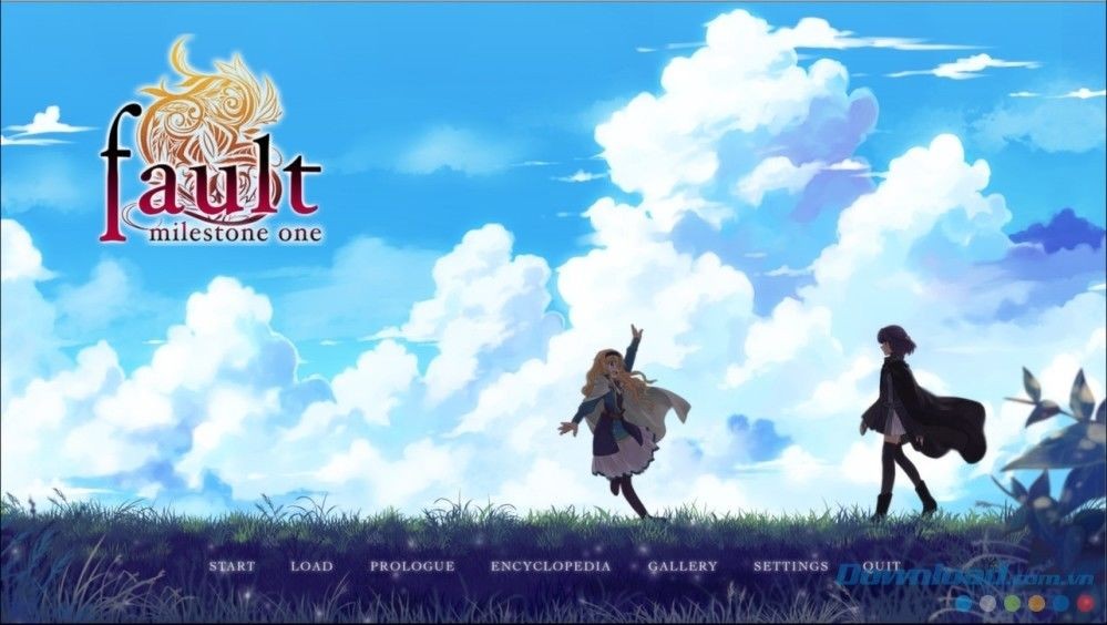 Main menu của game tiểu thuyết tương tác fault - Milestone One cho Windows, Mac và Linux
