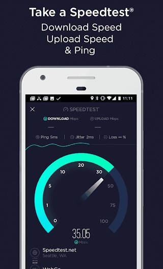 SpeedTest cho Android đo tốc độ Internet