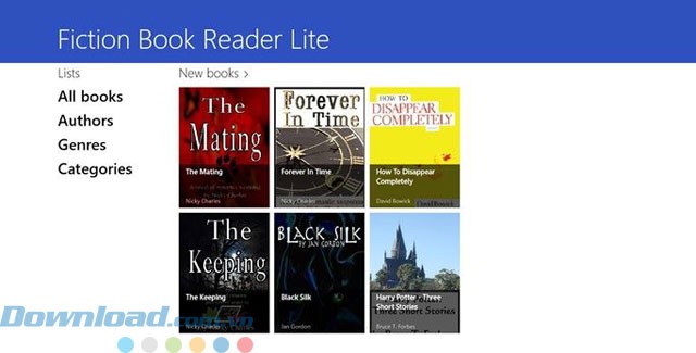 Giao diện ứng dụng Fiction Book Reader