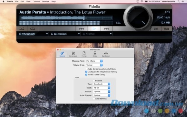 Fidelia cho Mac hỗ trợ nhiều cài đặt nghe nhạc nâng cao