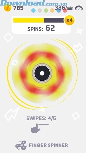 Tốc độ quay tùy thuộc vào lực vuốt của bạn