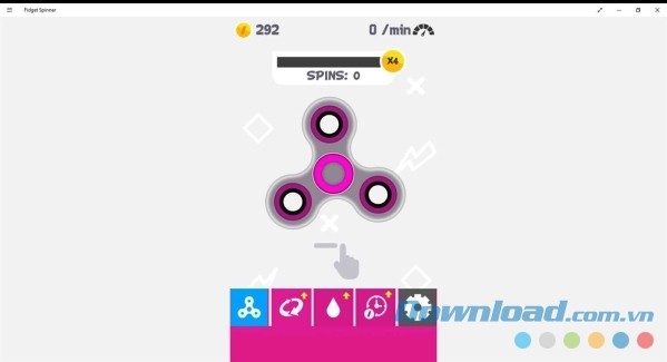 Chạm để điều khiển con quay trong Fidget Spinner UWP xoay được nhiều vòng nhất