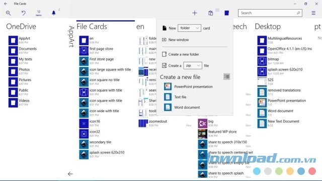 Tạo các card file mới trên File Cards