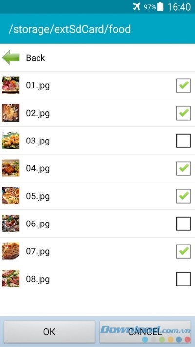 Chọn các tập tin cần ẩn với File Hide Pro cho Android