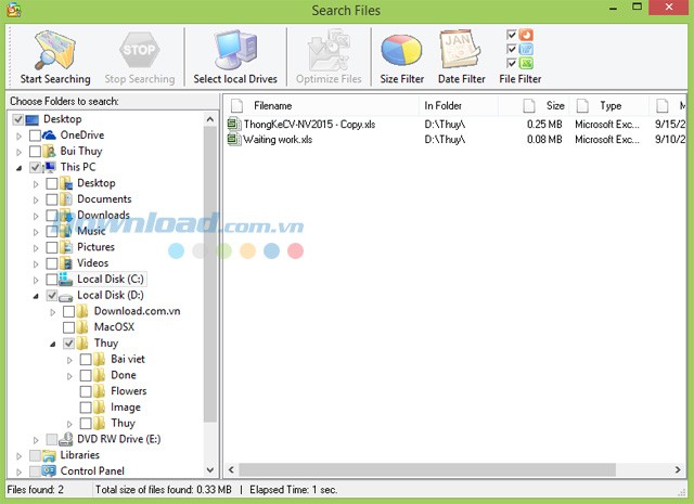 Công cụ tìm kiếm của FILEminimizer Office