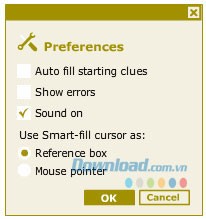 Hộp thoại Preferences trong Fill-a-Pix