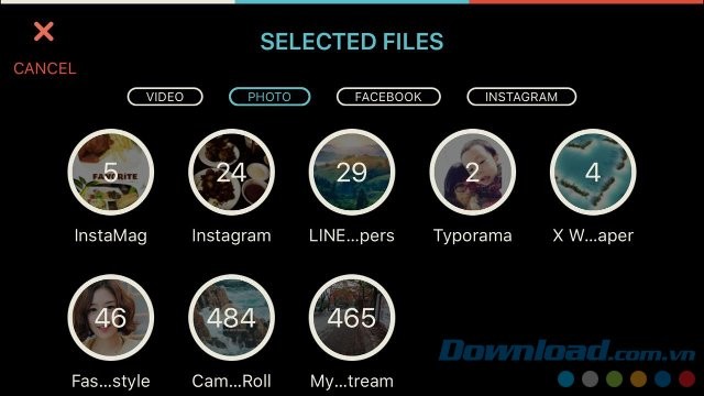 Chọn ảnh/video từ nhiều nguồn