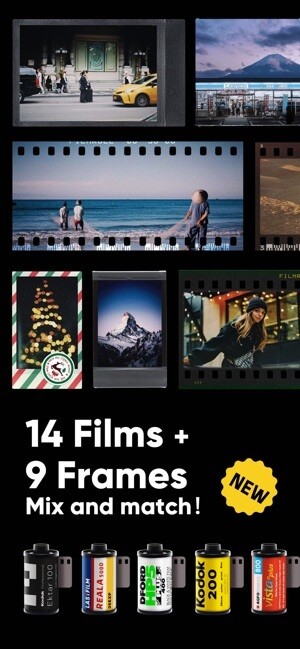 Filmroll - Vintage Camera có 14 cuộn phim và 9 khung hình để bạn kết hợp