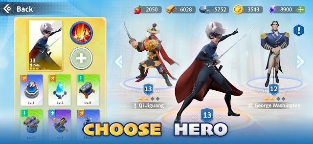 Chọn anh hùng và tháp pháo chiến đấu cùng bạn