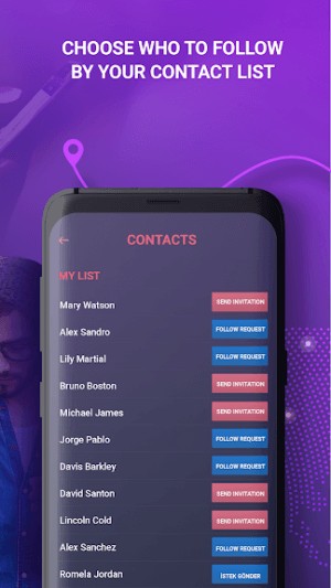 Chọn người bạn muốn theo dõi trong danh sách liên lạc