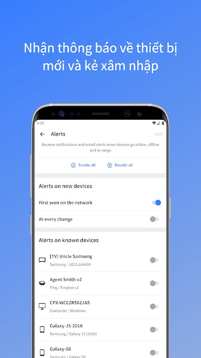 Fing sẽ thông báo khi có thiết bị mới xâm nhập vào mạng