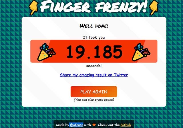 Bộ đếm sẽ chỉ dừng sau khi bạn nhập toàn bộ bảng chữ cái