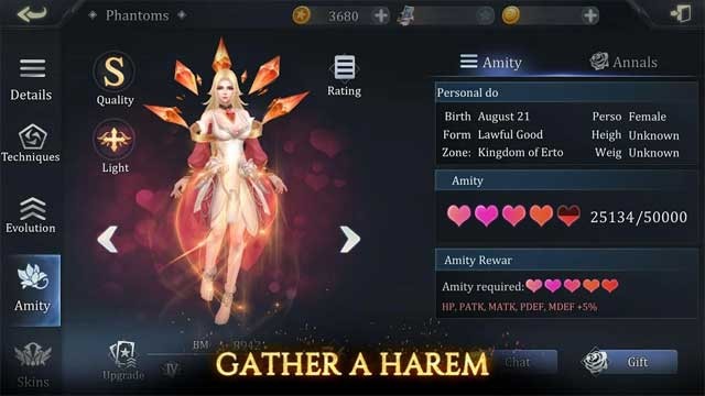 Game Fire Heroes for Android cung cấp một số lượng lớn các trang thiết bị phong phú