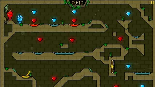 Tìm cách thu thập càng nhiều đá quý càng tốt trong FireBoy và WaterGirl in The Forest Temple