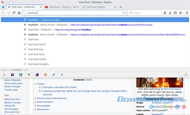 Giao diện Firefox Nightly
