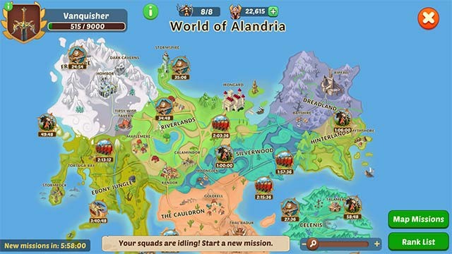 Bản đồ game Firestone Idle RPG vô cùng rộng lớn