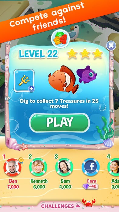 Thi đua cùng bạn bè Facebook trong game Fish Frenzy Mania cho iOS