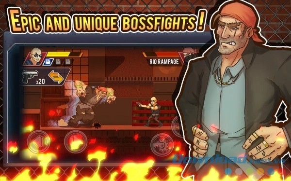 Tham gia những trận đấu boss hoành tráng trong Fist of Rage: 2D Battle Platformer cho Android