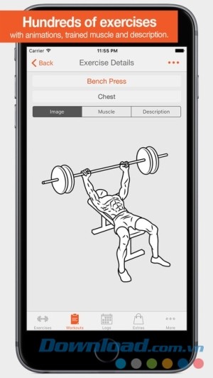 Fitness Point Pro cho iOS có hàng trăm bài tập gym