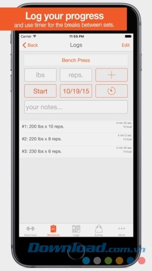 Fitness Point Pro cho iOS lưu lịch sử tập