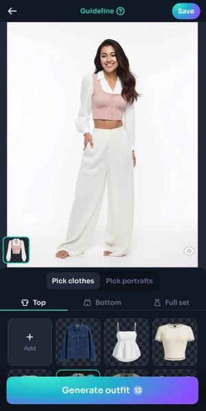 Điều chỉnh và lưu trang phục ảo