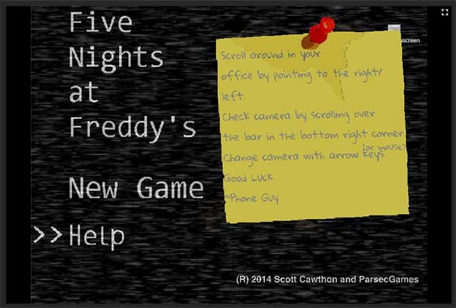 Màn hình khởi động game Five Nights At Freddy's online