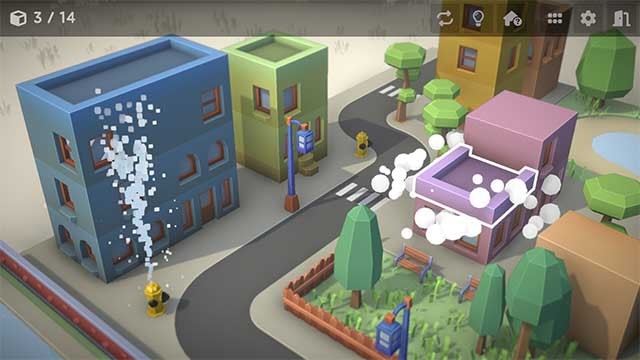 Sắp xếp các khối theo ý muốn để tạo thành các tòa nhà sống động