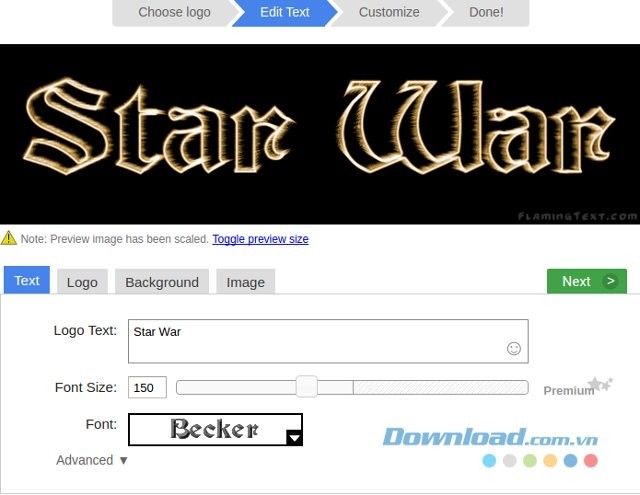 Chỉnh sửa chữ cho logo