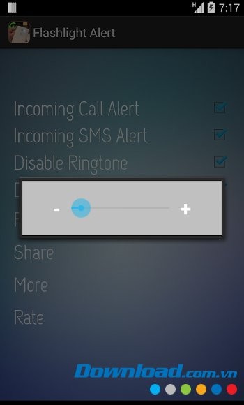 Flash light alert với giao diện tùy chỉnh độ sáng cho đèn