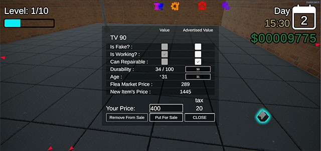 Định giá các mặt hàng đồ cũ, đồ cổ thông qua các tiêu chí khác nhau trong Flea Market Simulator 24