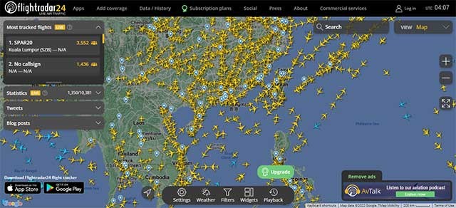 Flightradar24 cung cấp cho người dùng dữ liệu chuyến bay trực tiếp trên toàn thế giới
