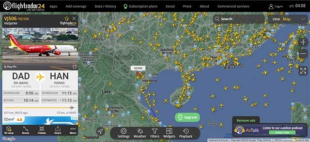Flightradar24 tổng hợp dữ liệu từ 1 số nguồn, kết hợp cùng lịch bay của các hãng