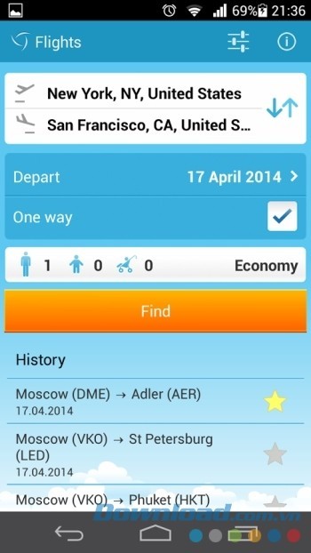 Điền các tiêu chí về chuyến bay cần tìm