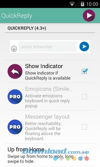 Cài đặt trả lời tin nhắn nhanh của Floatify