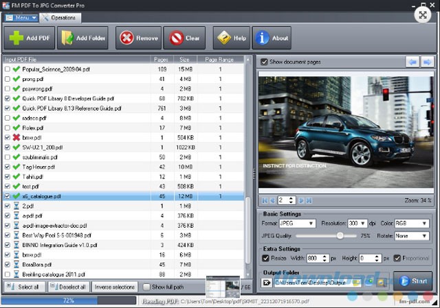 Giao diện phần mềm PDF to JPG Converter