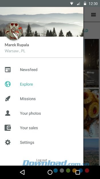Menu ứng dụng Foap